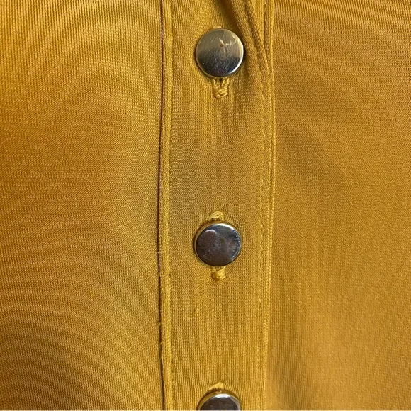 Mustard Button Down Carmen Marc Valvo Top XL - Picture 3 of 10